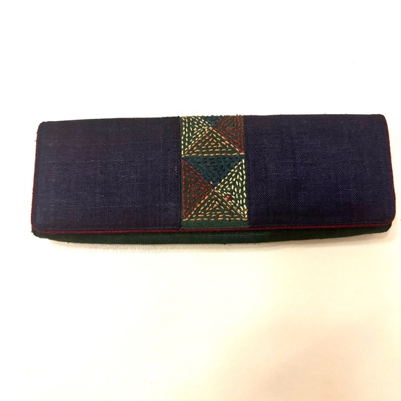 FabIndia Blue Green Embroidered Clutch Purse B#27 - Picture 2 of 10